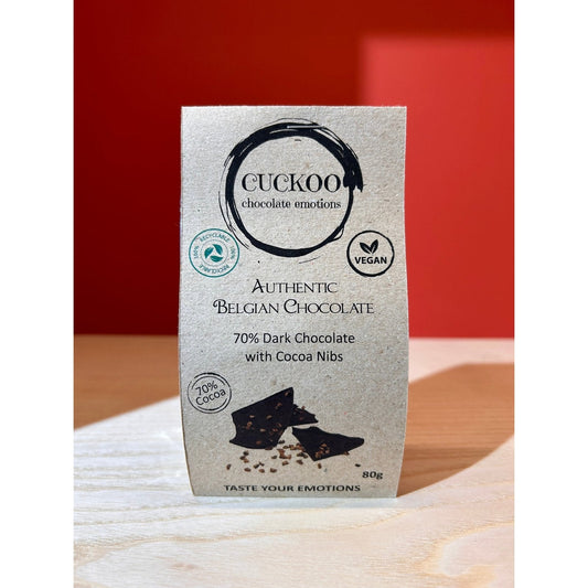 Cuckoo 70% dark cacao nibs